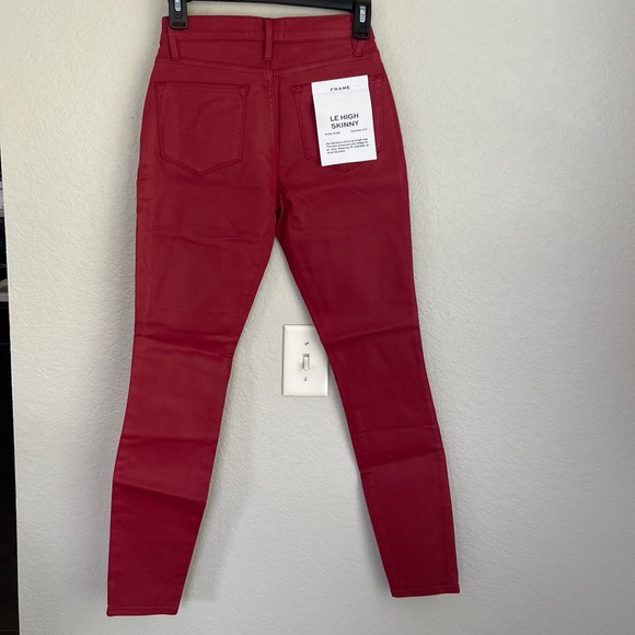 FRAME Le High waisted Skinny Jeans In Washed Red - Picture 12 of 13